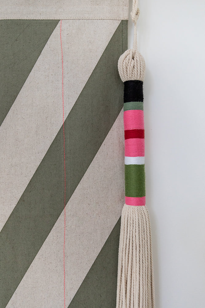 Wall banner - 'Double Stripe' in Sage