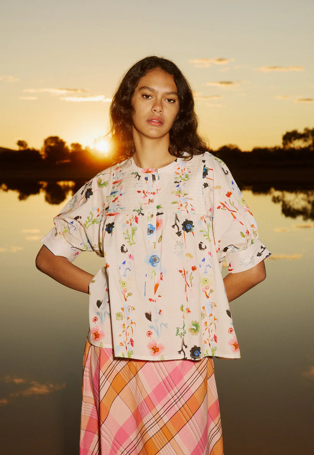 Nancybird Gwen Blouse - Watercolour Cream