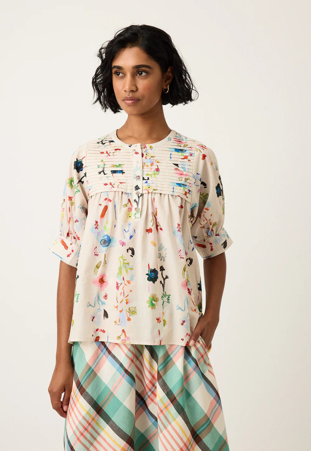 Nancybird Gwen Blouse - Watercolour Cream
