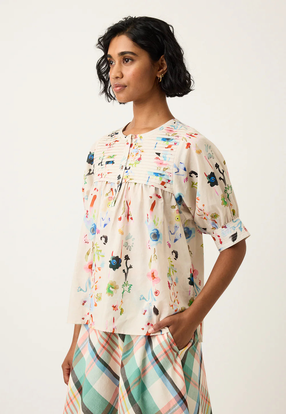 Nancybird Gwen Blouse - Watercolour Cream