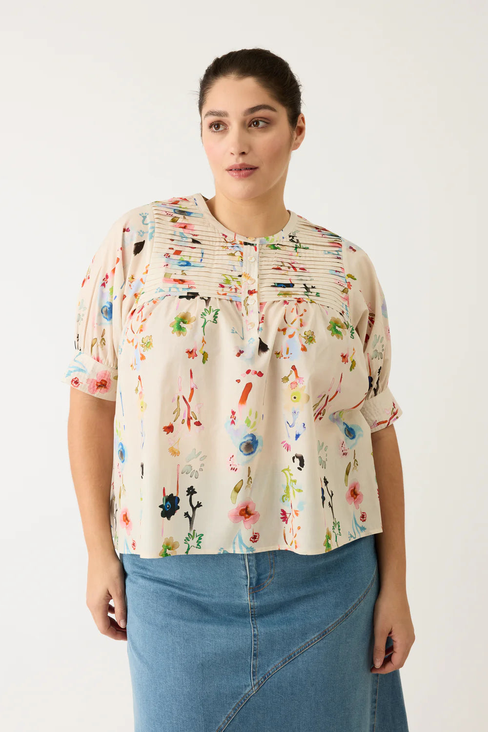 Nancybird Gwen Blouse - Watercolour Cream