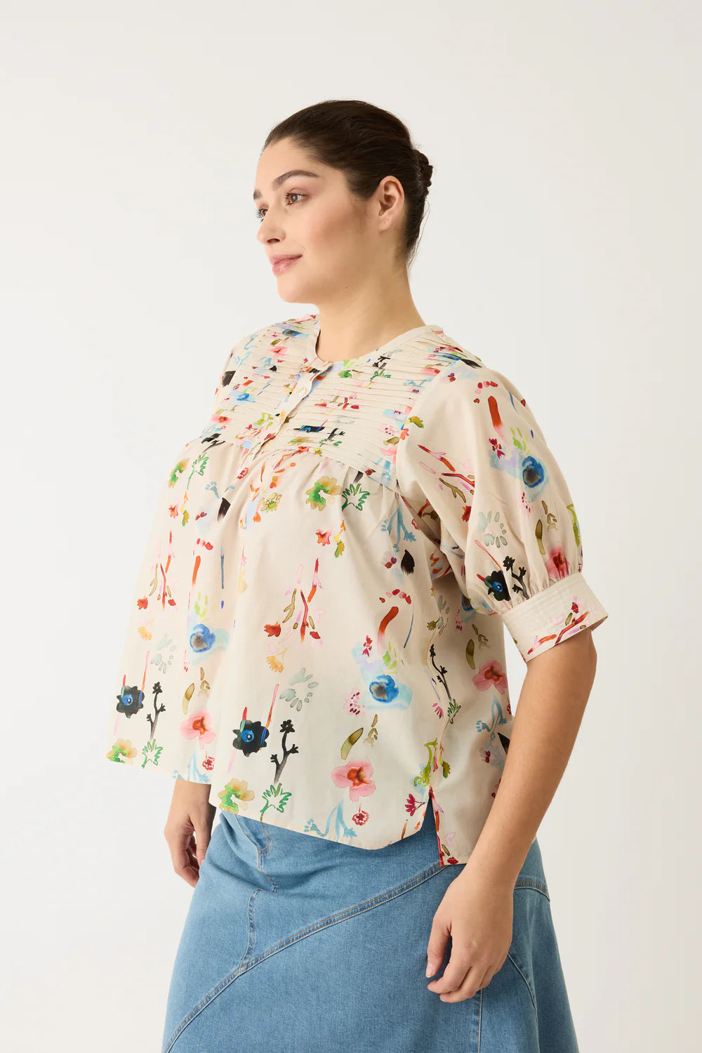 Nancybird Gwen Blouse - Watercolour Cream