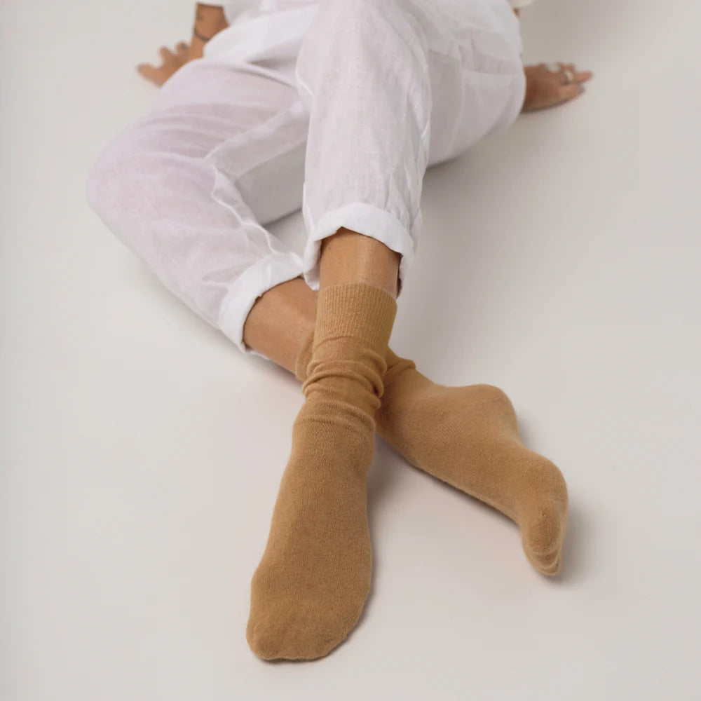 Nooan Possum Merino 'Hamilton' Socks - Beige