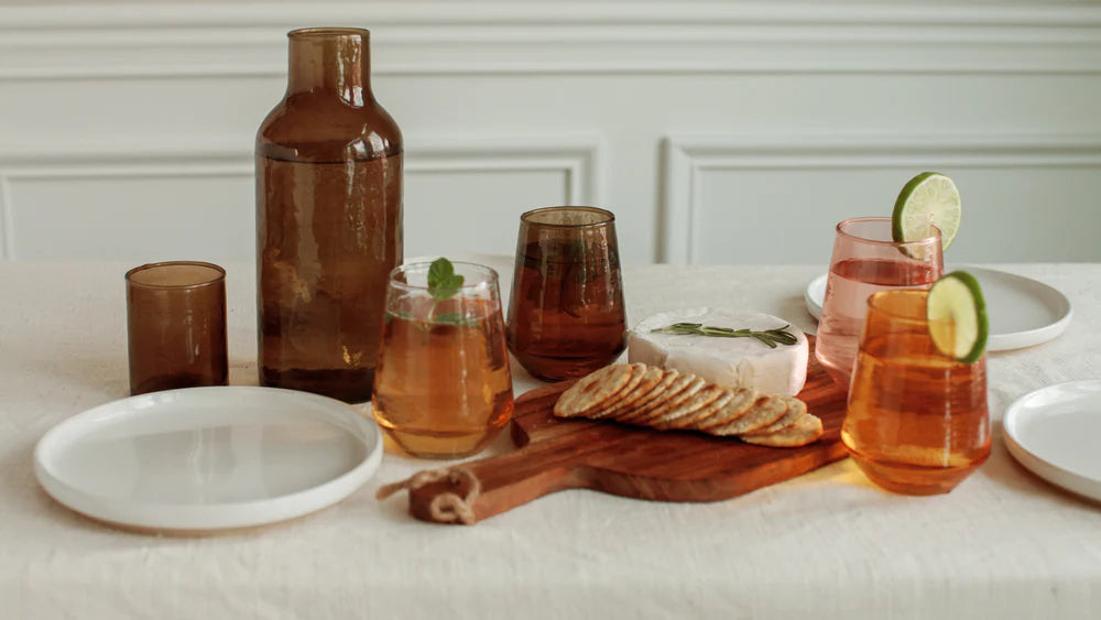 Handblown Glass Carafe + Cup - Smoke