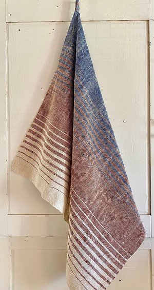 Loom Indigo, Cinnamon Natural Cotton Ikat Stripe Tea Towel