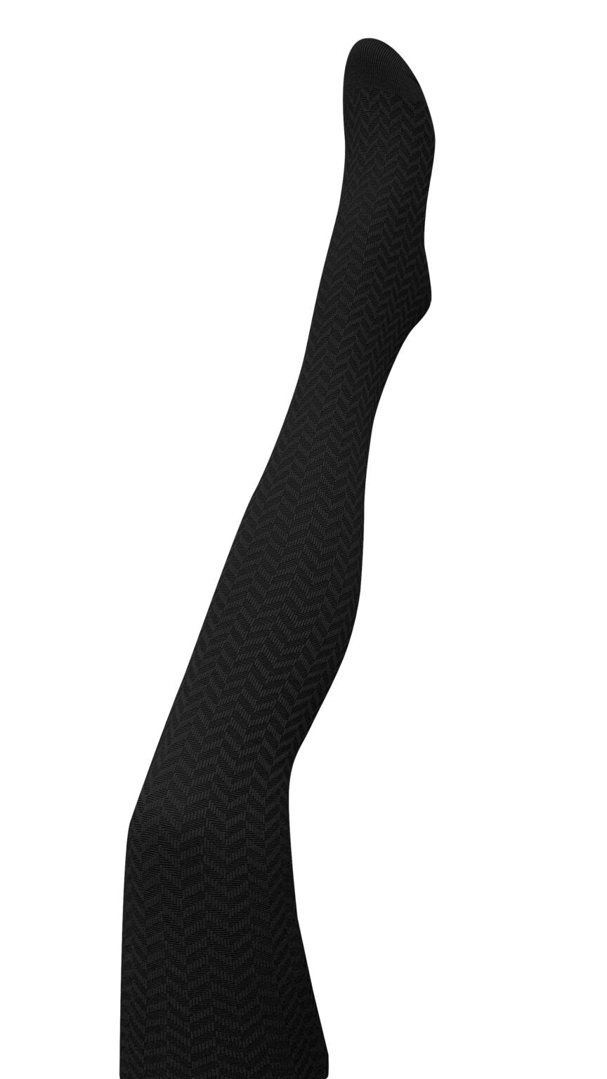 Tightology Herringbone Black Merino Wool Tights