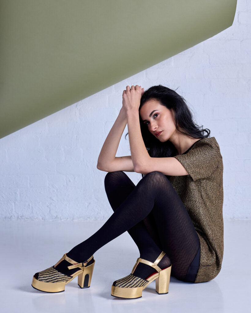 Tightology Herringbone Black Merino Wool Tights
