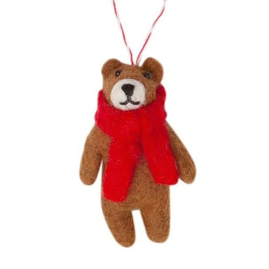 Felt Christmas Decoration - Brown Bear
