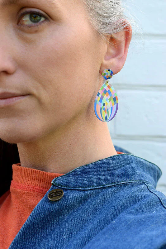 Kitty Came Home - Harlequin Weave Droplet Earrings