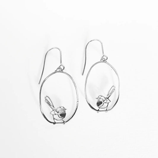 Denz Mini Fairy Wren Dangles - Silver