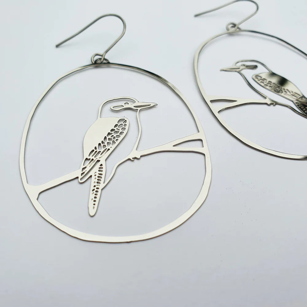 Denz Kookaburra silver earrings