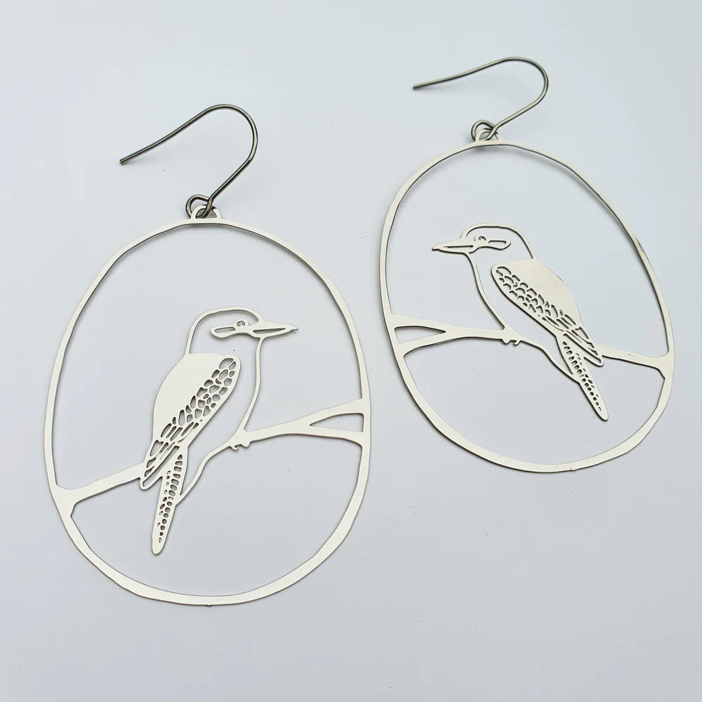 Denz Kookaburra silver earrings