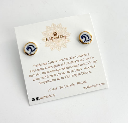 'Wave' Porcelain Stud Earring