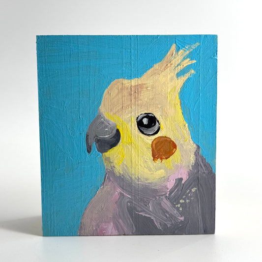 Isabel Lopes original woodblock artwork - Cockatiel