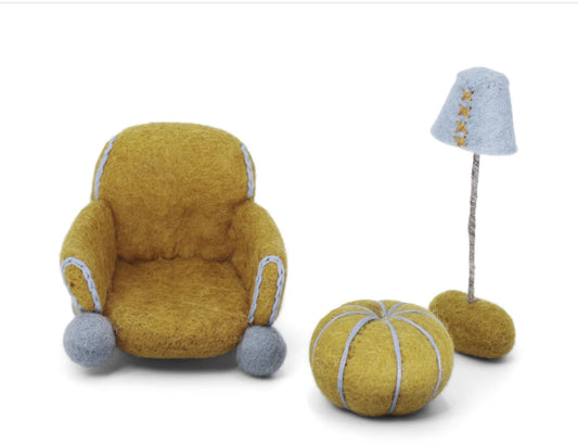 Gry and Sif Felted Chair, Pillow and Lamp
