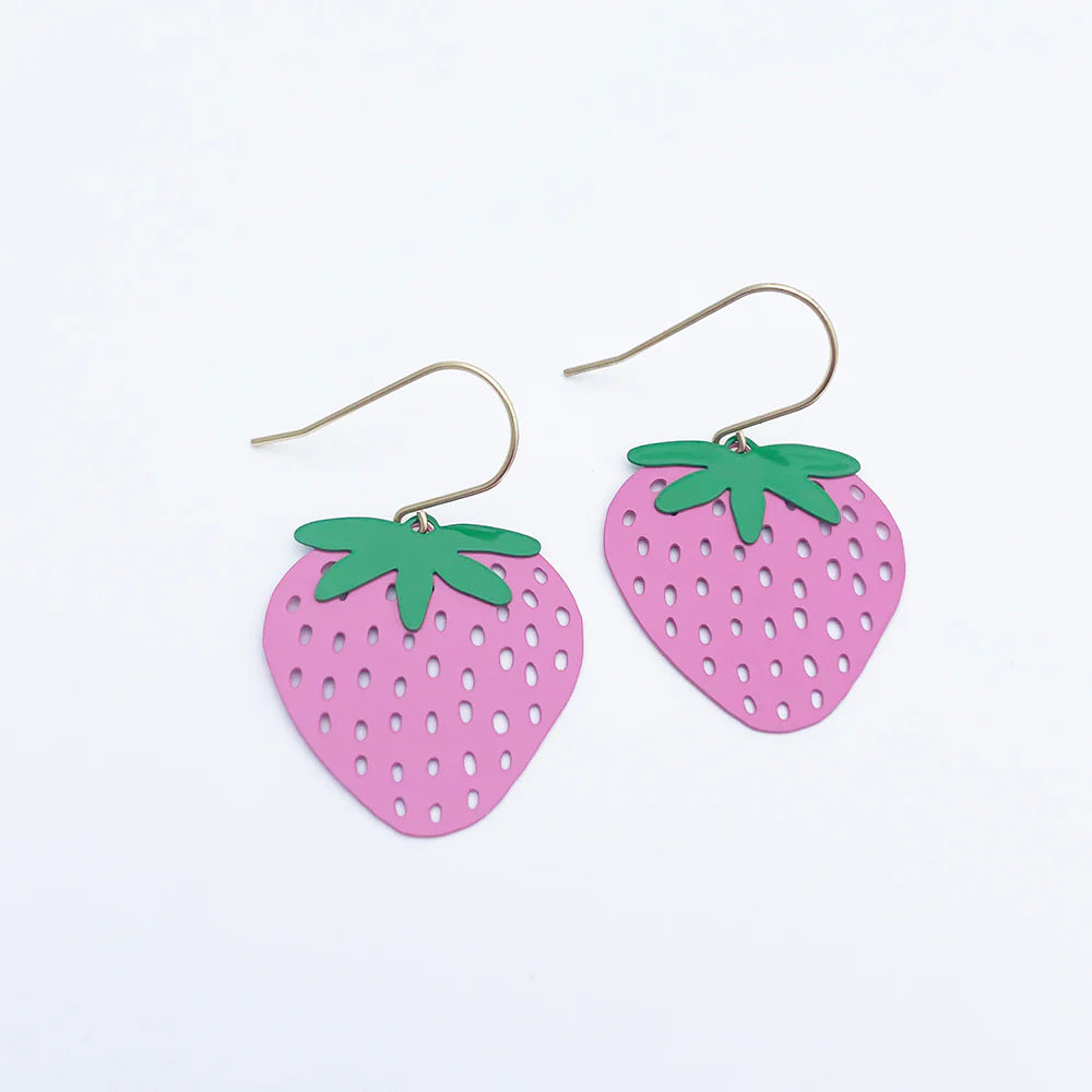 Denz Pink Strawberry Earrings - Pink