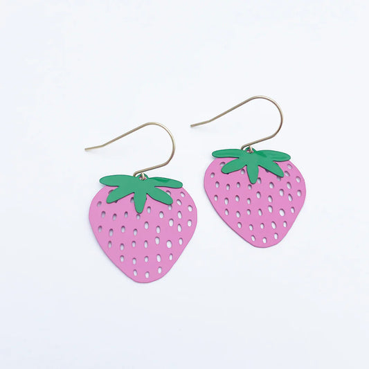 Denz Pink Strawberry Earrings - Pink