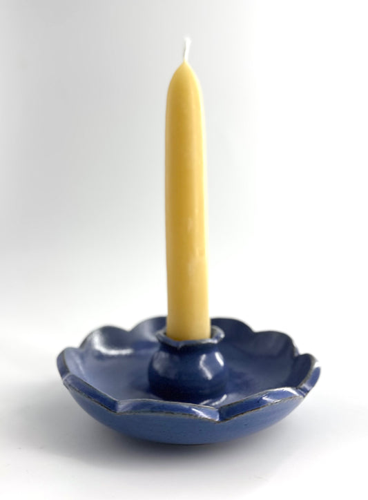 Australian made ceramic flower candleholder - Blue