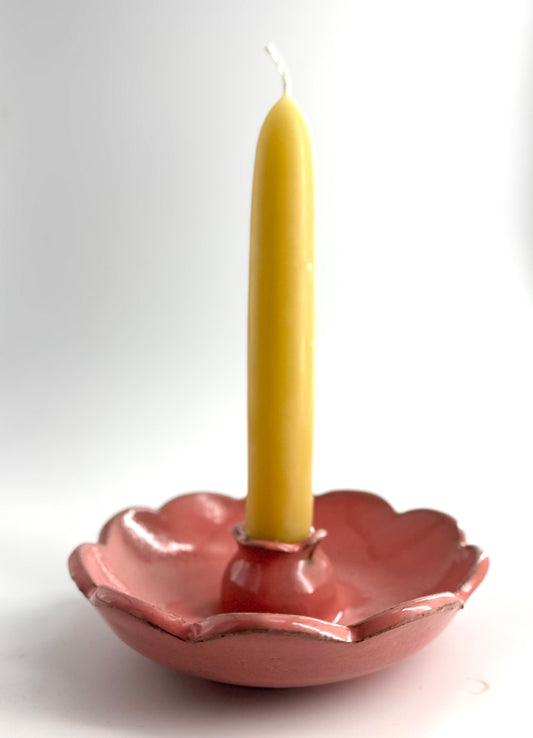 Australian made ceramic flower candleholder - Pink