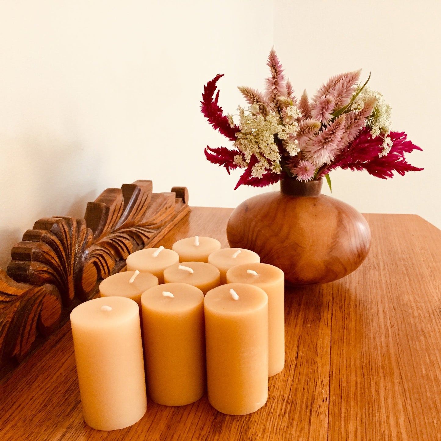 Cooran Beeswax 37mm wide Pillar candle
