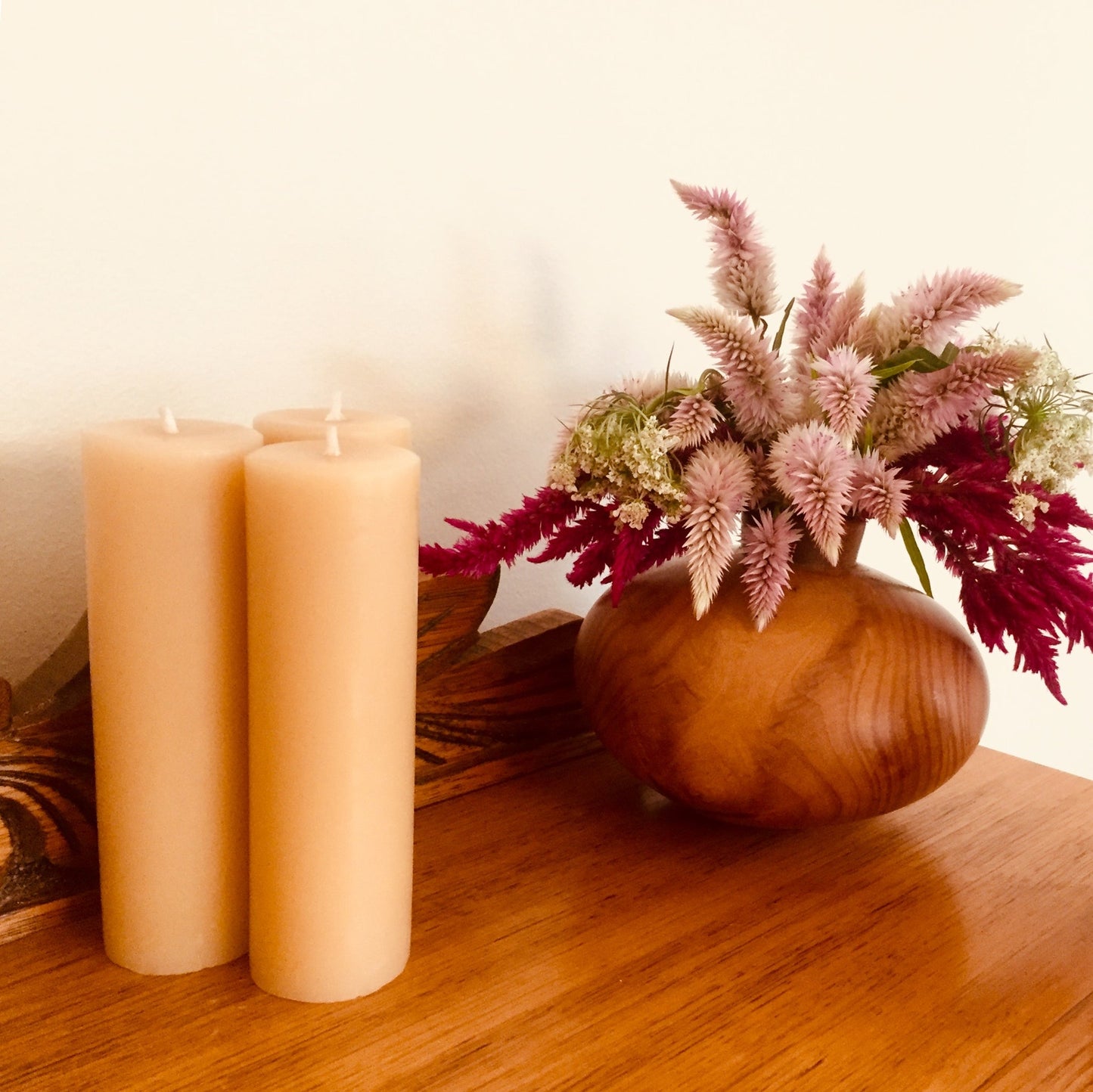 Cooran Beeswax 37mm wide Pillar candle
