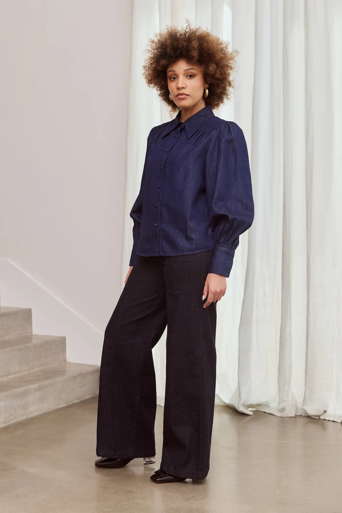 Indigo Chambray Blouse - Frock Me Out