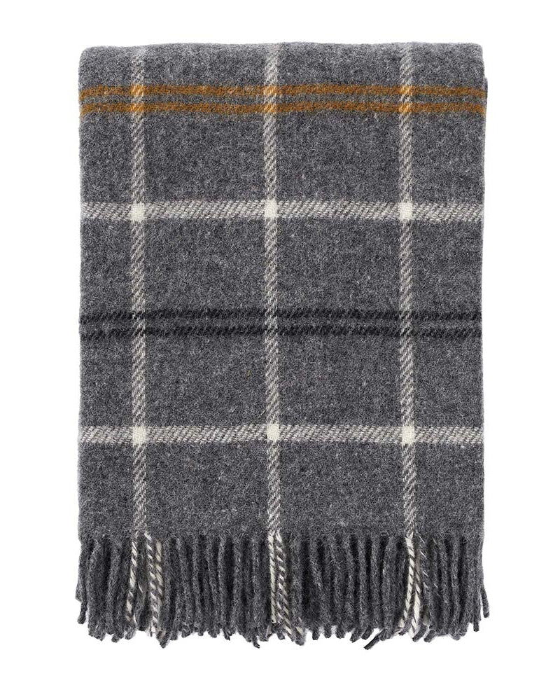 Klippan Tartan Brushed Wool Blanket - Dark Grey