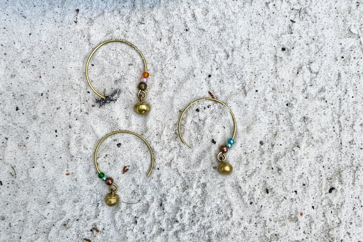 Loom Brass Bullet Drop Earrings