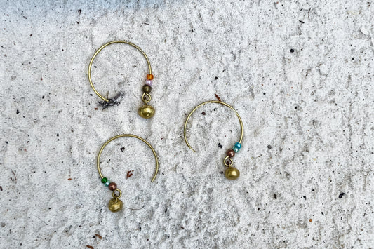 Loom Brass Bullet Drop Earrings