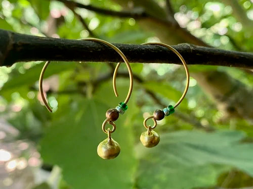 Loom Brass Bullet Drop Earrings
