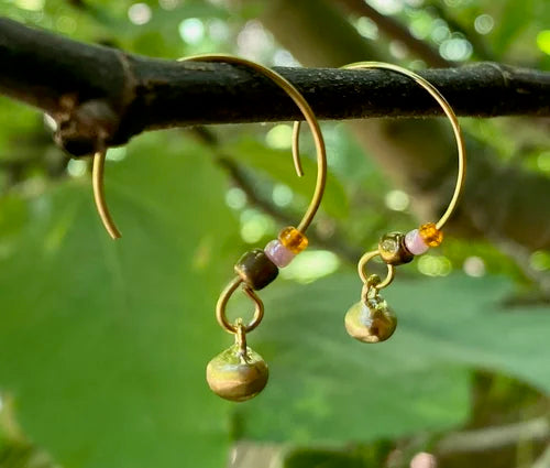 Loom Brass Bullet Drop Earrings
