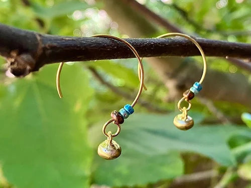 Loom Brass Bullet Drop Earrings