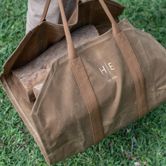 Waxed Canvas Log Carrier - Desert Sand