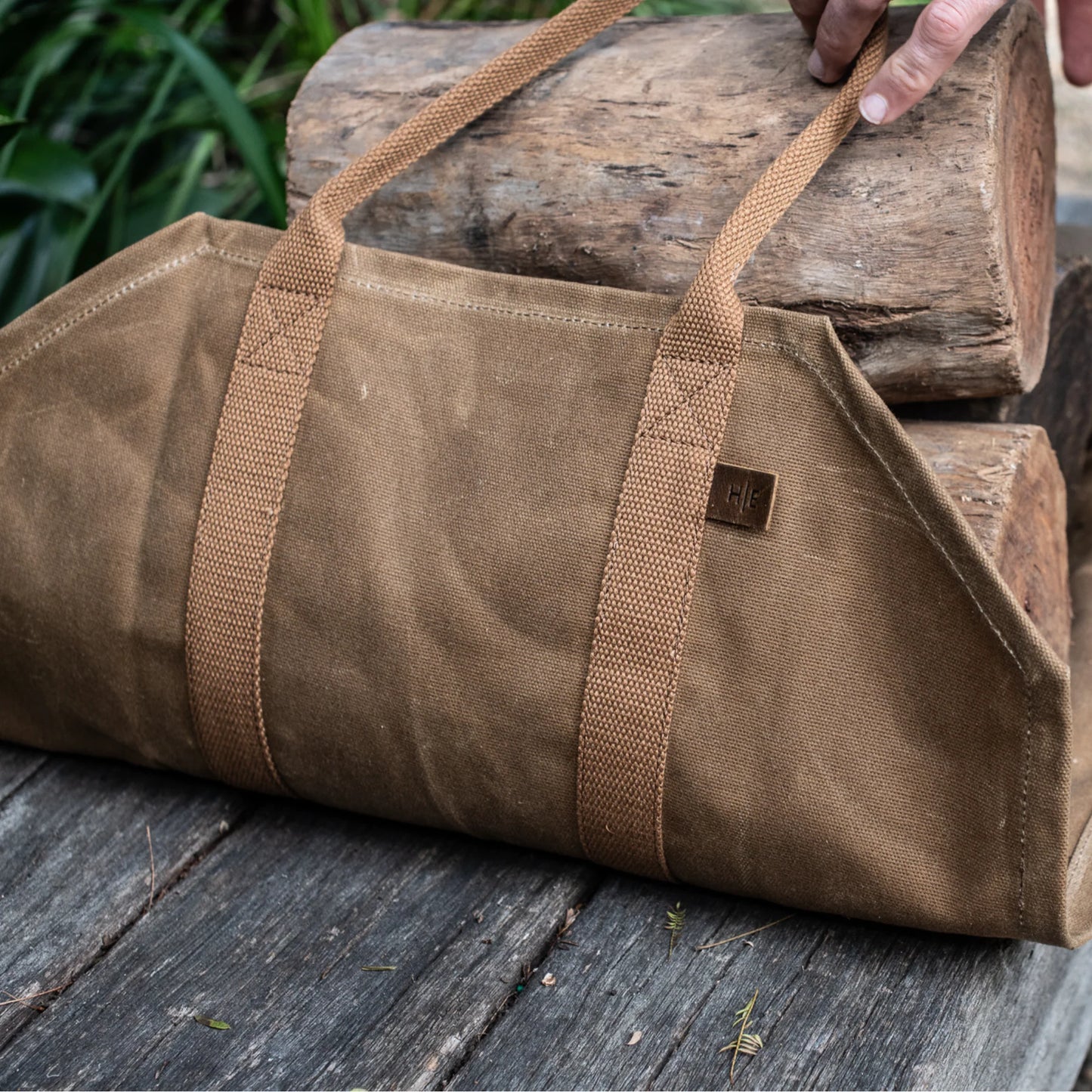 Waxed Canvas Log Carrier - Desert Sand
