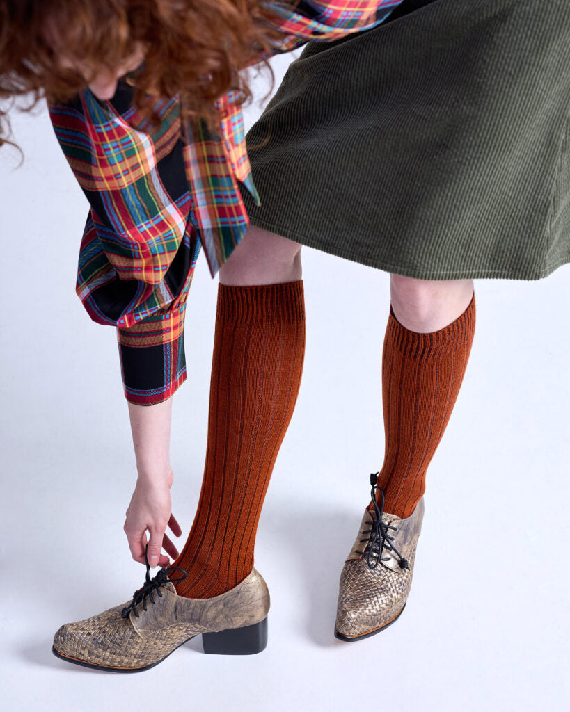Tightology ‘Long Rib’ Paprika Merino Wool Socks