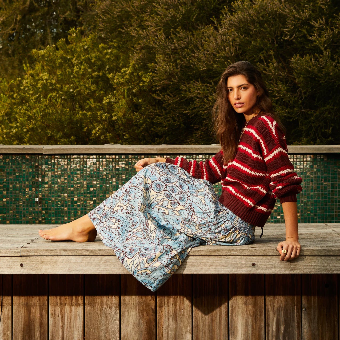 Sage x Clare - Lucia Maxi Skirt - Cerulean