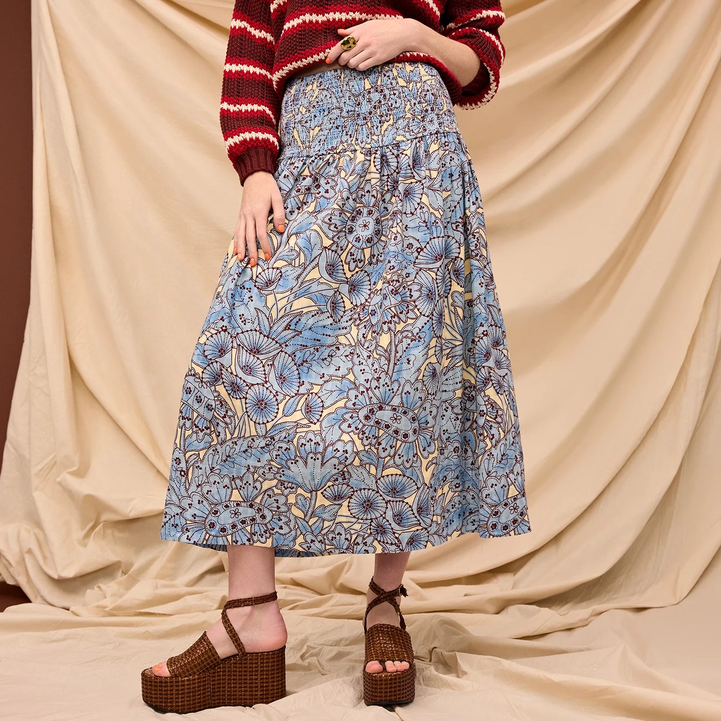 Sage x Clare - Lucia Maxi Skirt - Cerulean