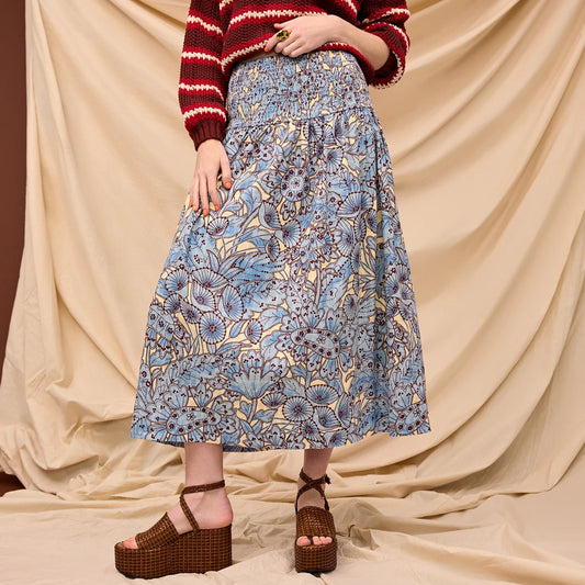 Sage x Clare - Lucia Maxi Skirt - Cerulean