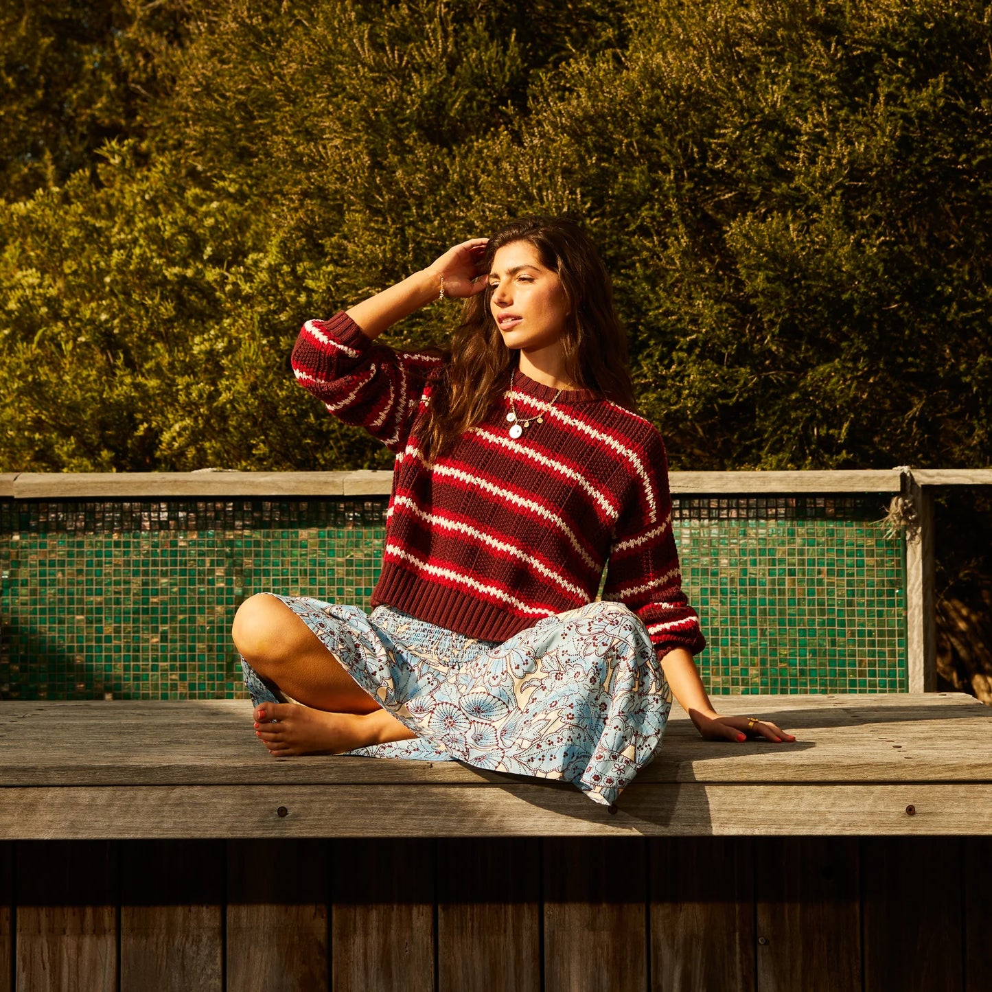 Sage x Clare - Lucia Maxi Skirt - Cerulean