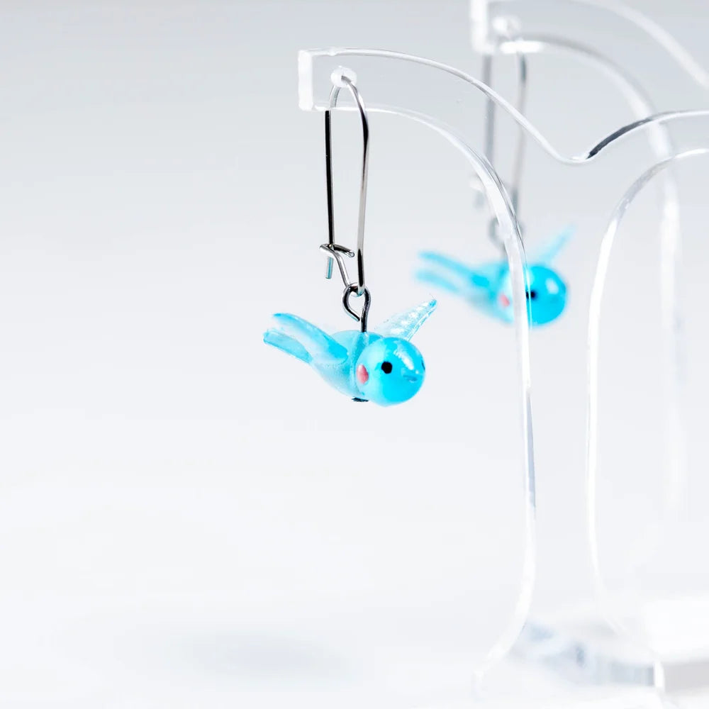 Claire Ishino Lucky Bird Earrings - Blue