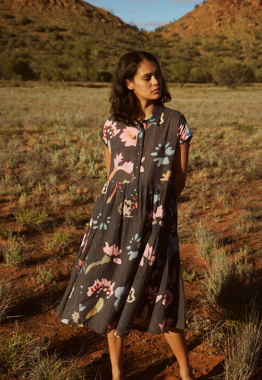 Nancybird Maja Dress - Watercolour Charcoal
