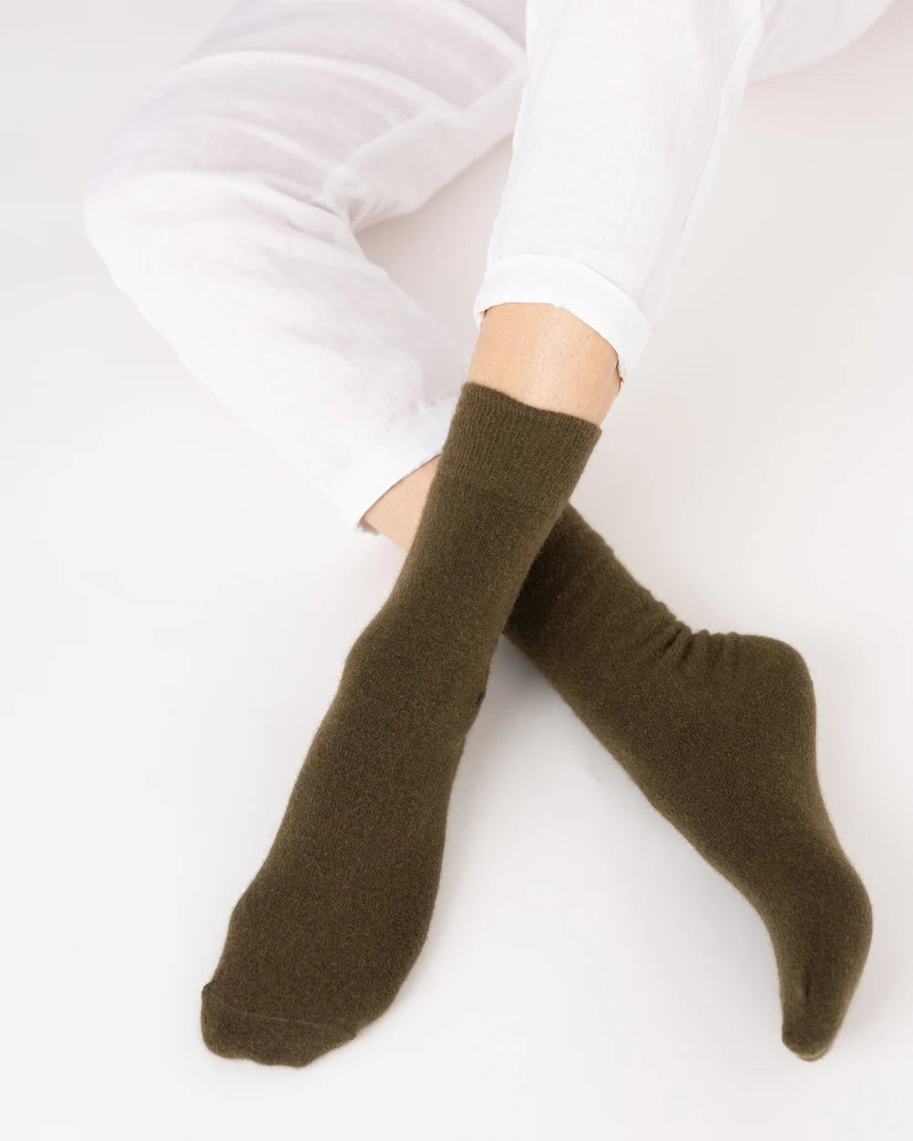 Nooan Possum Merino 'Hamilton' Socks - Military Olive