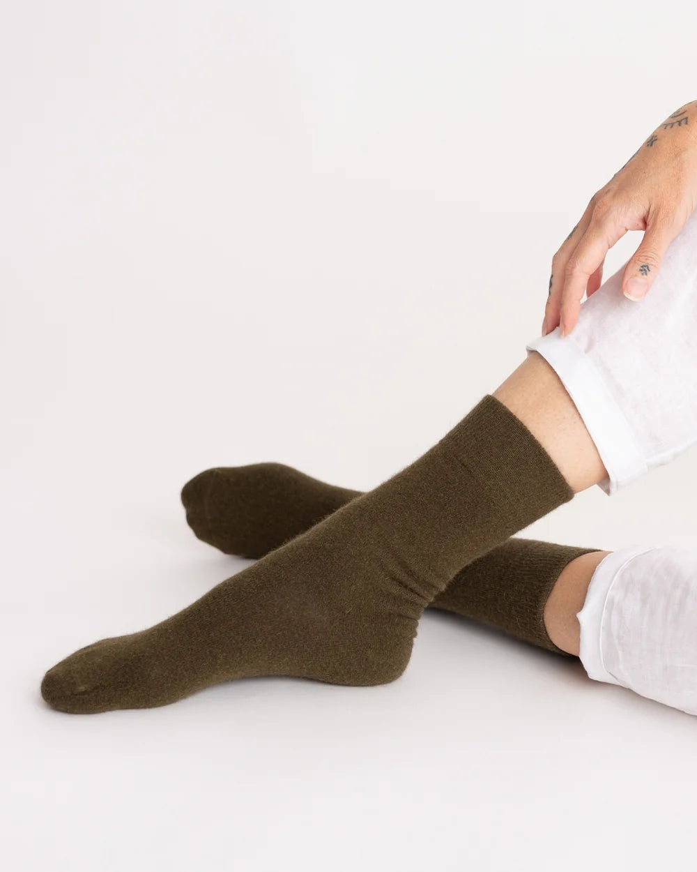 Nooan Possum Merino 'Hamilton' Socks - Military Olive