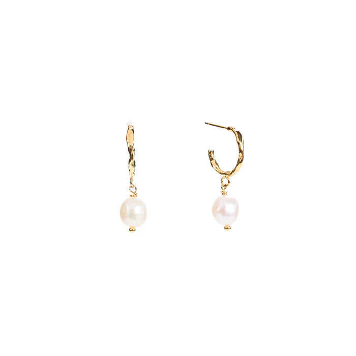 Pearl Drop Hoop Earrings