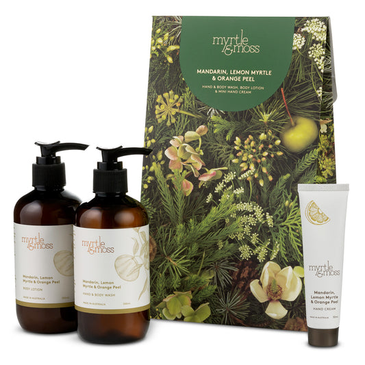 Myrtle & Moss Christmas Trio- Body Wash, Body Lotion, Mini Hand Cream