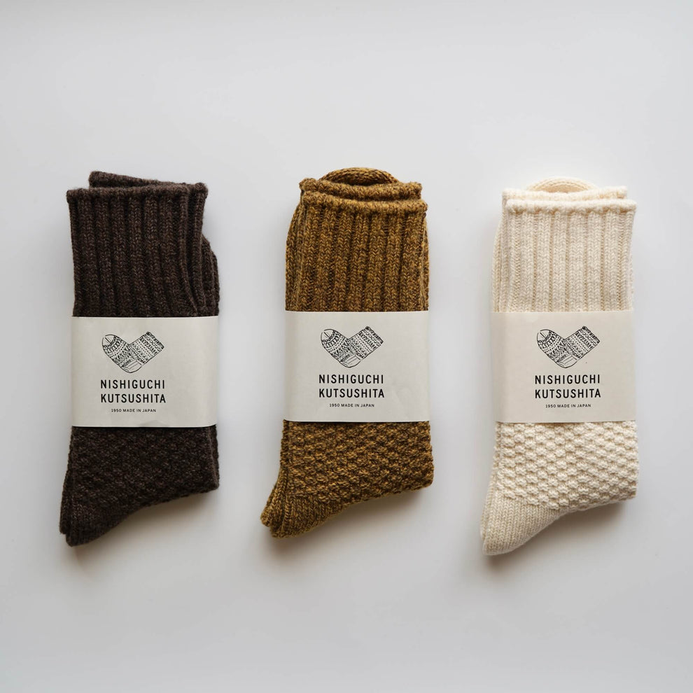 Nishiguchi Kutsushita Wool Cotton Boot Socks - 3 Colours