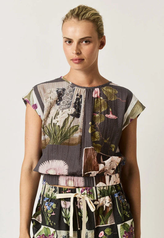 Nancybird Sabrina Top - Charcoal Archive Floral