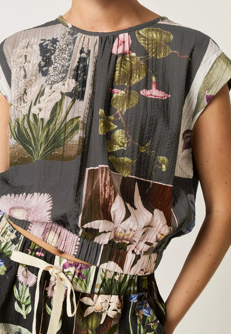 Nancybird Sabrina Top - Charcoal Archive Floral