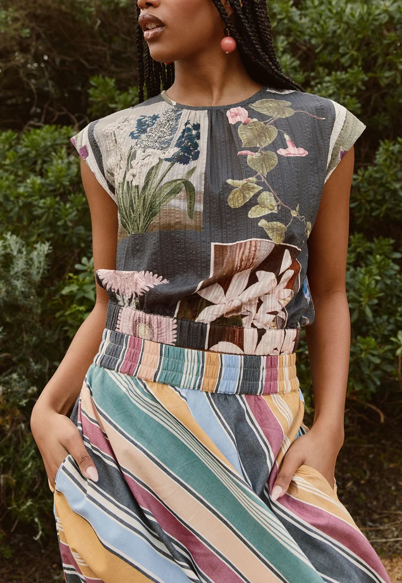 Nancybird Sabrina Top - Charcoal Archive Floral