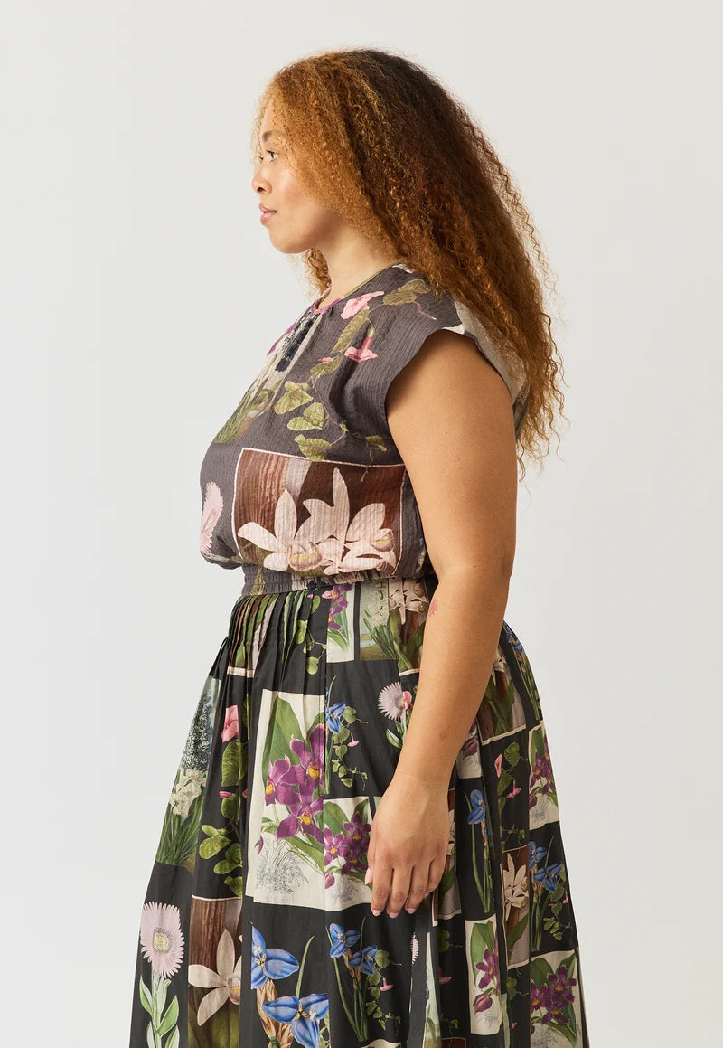 Nancybird Sabrina Top - Charcoal Archive Floral